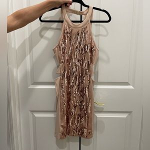 Rose gold, sparkly, cocktail dress